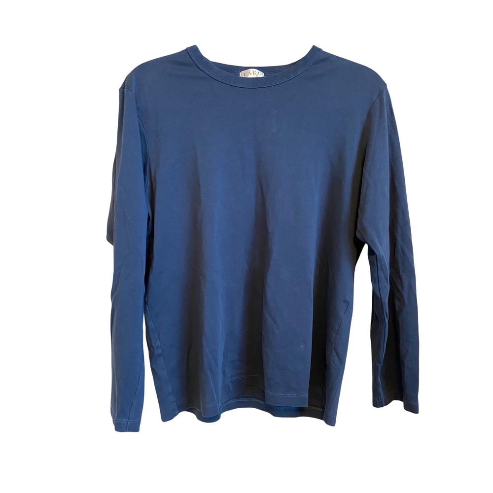 LAKE Indigo Blueโ Long Sleeve Pima Cotton Crewneck Tee Top Large Peru